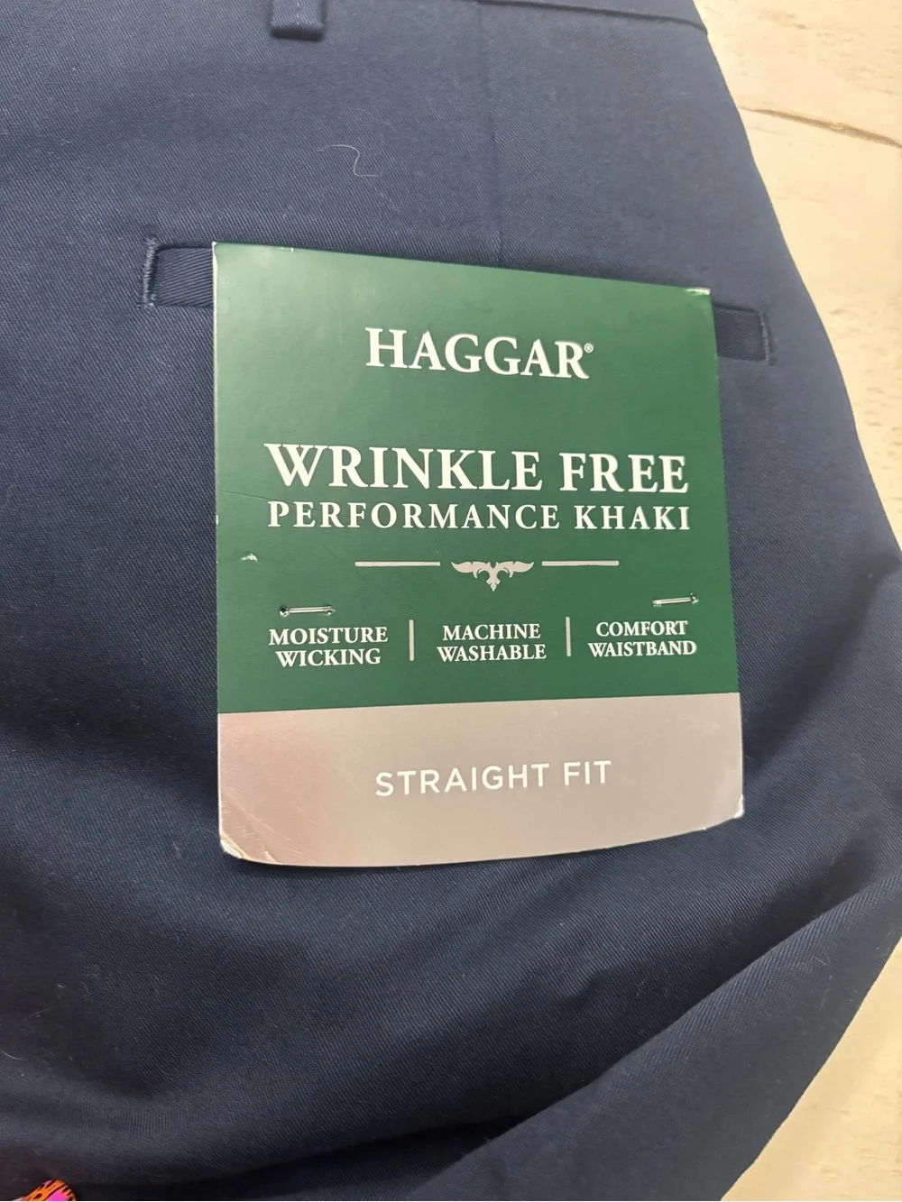 Haggar Navy Performance Khaki Straight Fit Dress Pants Men’s Size 38x30 New Golf